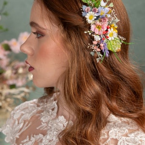 Pettine per capelli di fiori di campo Pettine per capelli da sposa romantico Accessori da sposa Boho Matrimonio estivo Matrimonio in giardino Pettine per capelli da sposa Fiori di prato Estate immagine 5