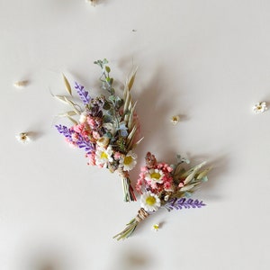 Wedding flower accessories Wildflowers Summer Rustic wedding Lavender Daisy flowers Belt Hair comb Bracelet Flower crown Boutonniere Magaela image 6