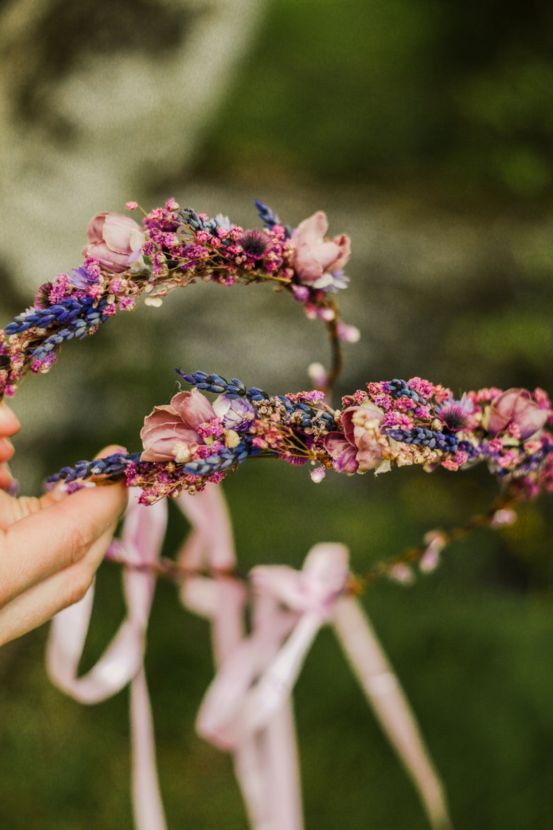 Pink and purple flower hair crowns Set of matching crowns Mummy and me Wedding accessories Children photo props flower girl headpiece image 7