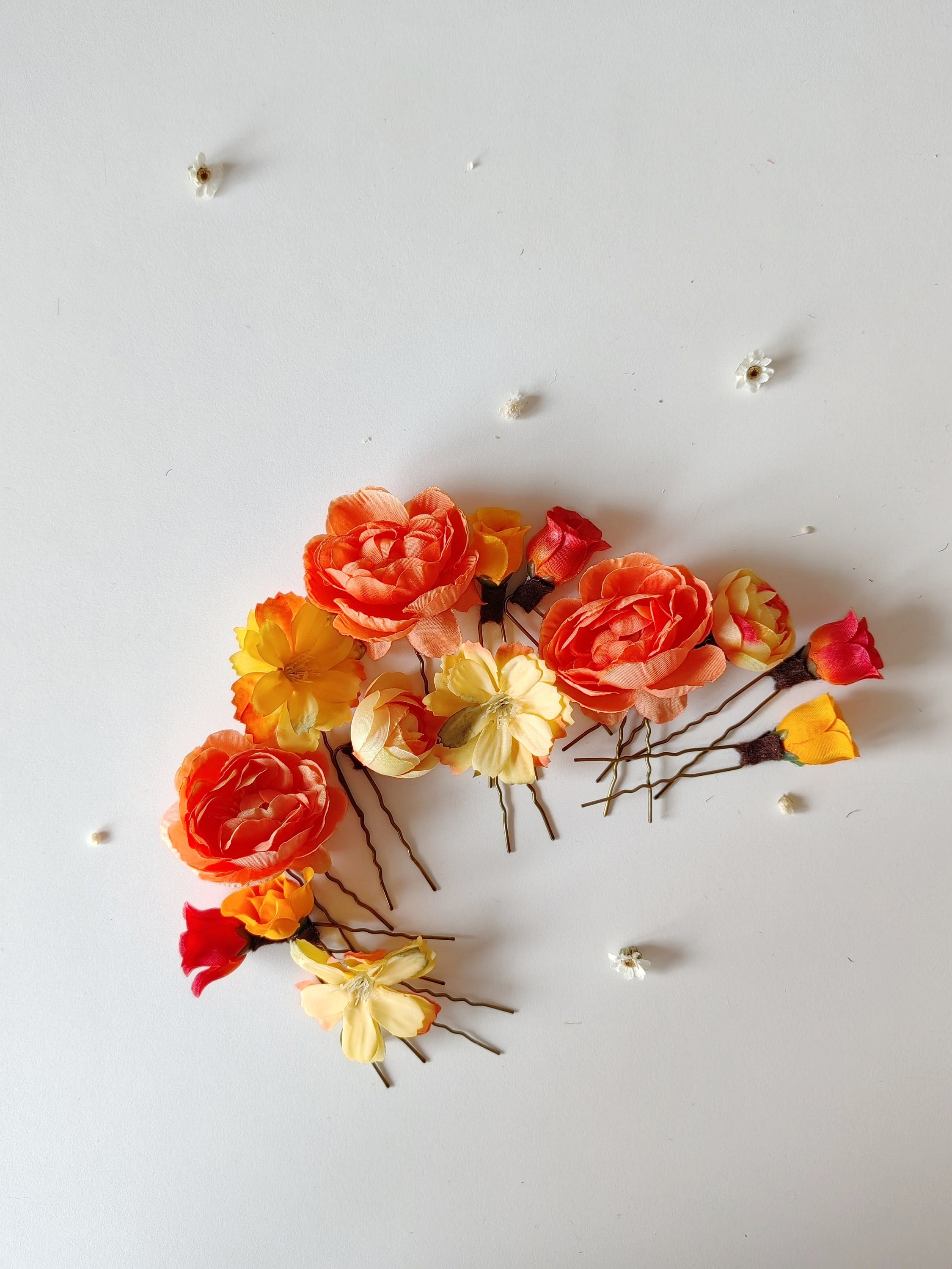Vintage Floral Hair Clips with Yellow and Orange Accents Yellow - Hand painted Sunflower Claw Hair Clip - Solar  main image 2