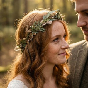 Woodland Wedding Crown – Preserved Fern Bridal Headpiece – Forest Boho Hair Wreath image 12