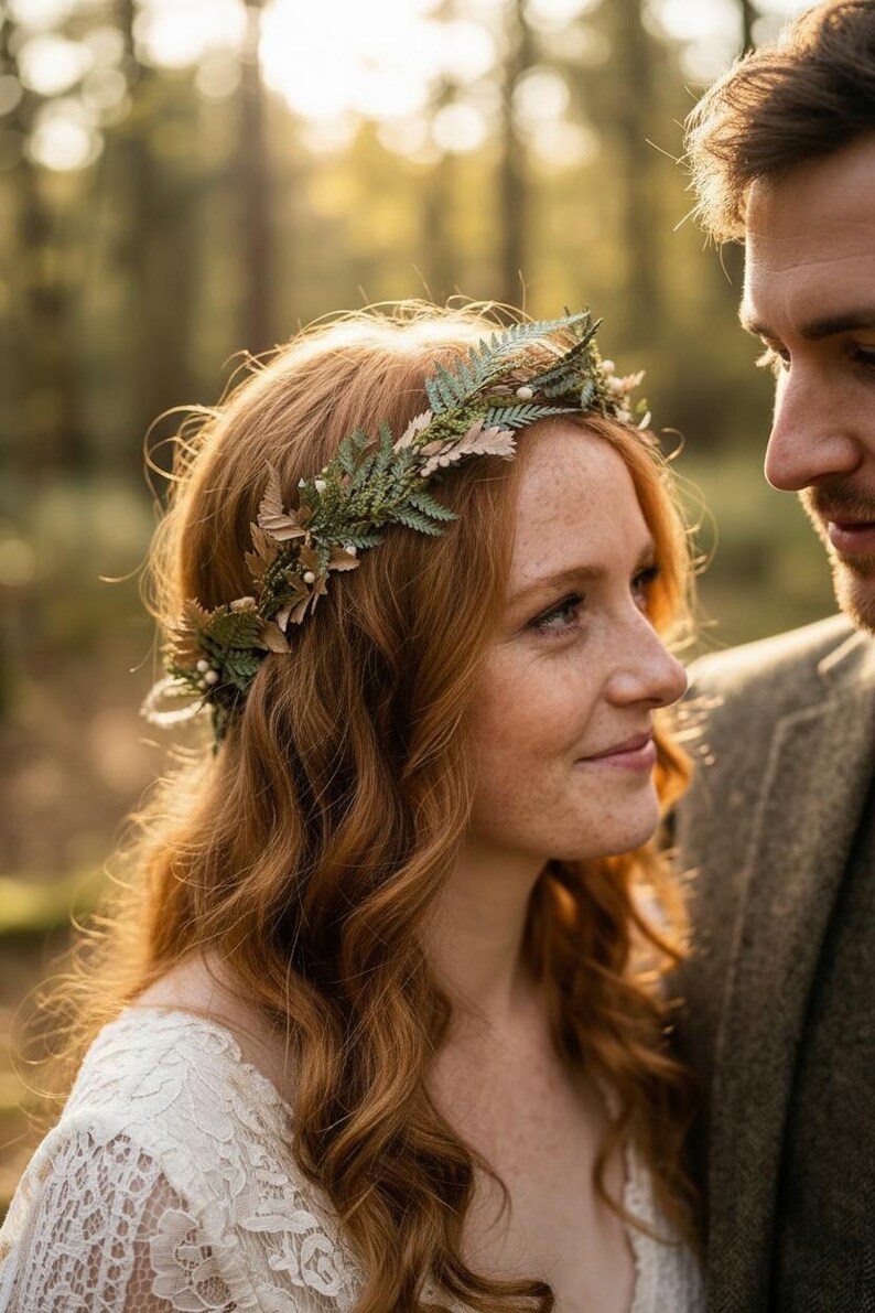 Woodland Wedding Crown – Preserved Fern Bridal Headpiece – Forest Boho Hair Wreath image 12