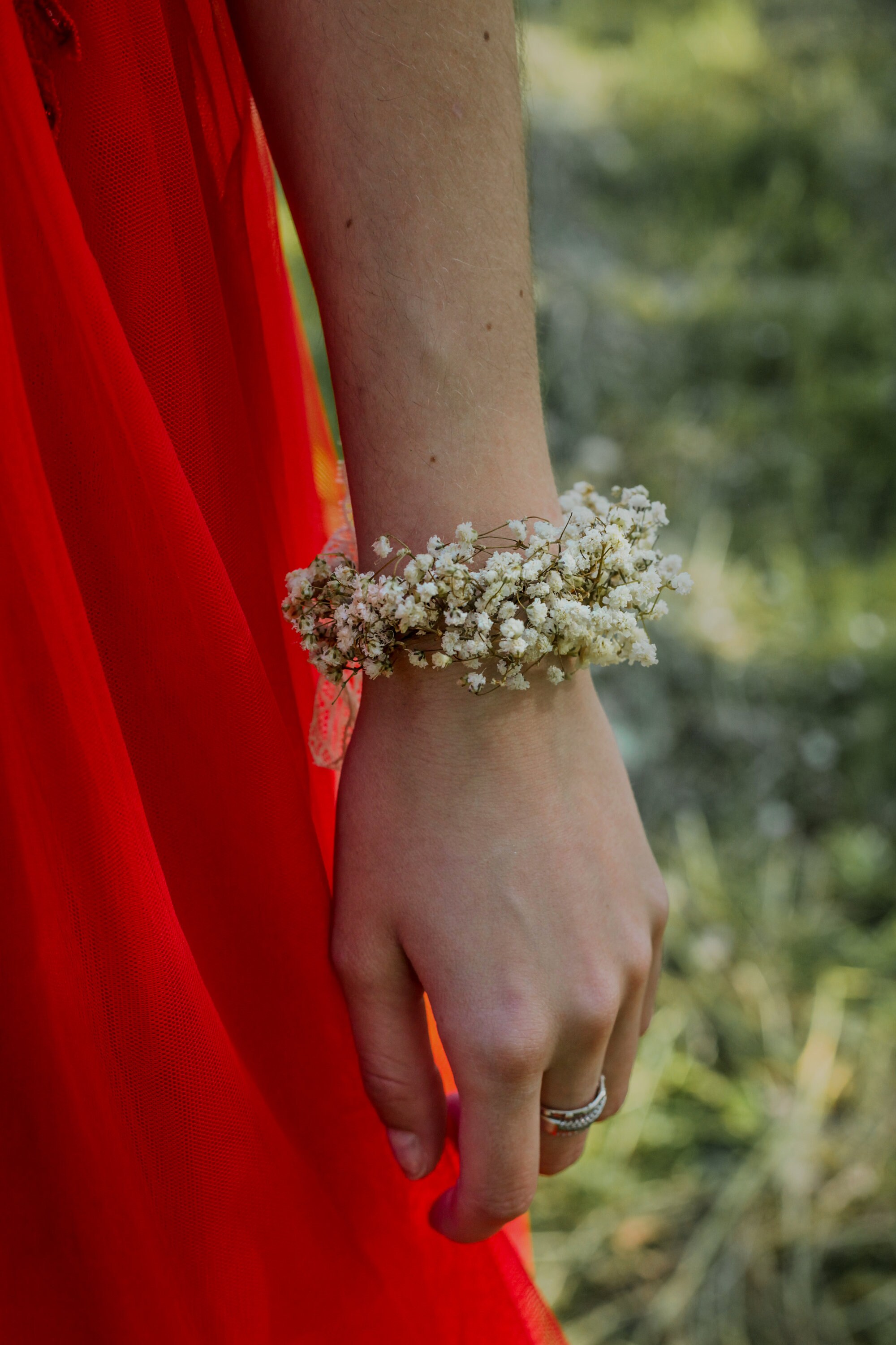 Ivory Preserved Baby s Breath Bracelet Natural Wedding Bracelet