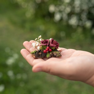 Clip de cheveux de fleur de bourgogne de mariage Accessoires de mariée Clip dhaleine de bébé Magaela accessoires clip de fleur de mariage cheveux de vin rouge morceau de cheveux fait main image 2