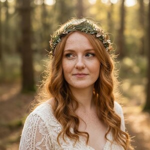 Woodland Wedding Crown – Preserved Fern Bridal Headpiece – Forest Boho Hair Wreath image 3