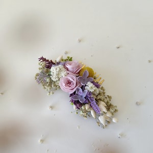 Spring lavender flower hair comb Lilac wedding headpiece Purple and yellow bridal flower comb Custom Summer wedding hair accessories Magaela image 7
