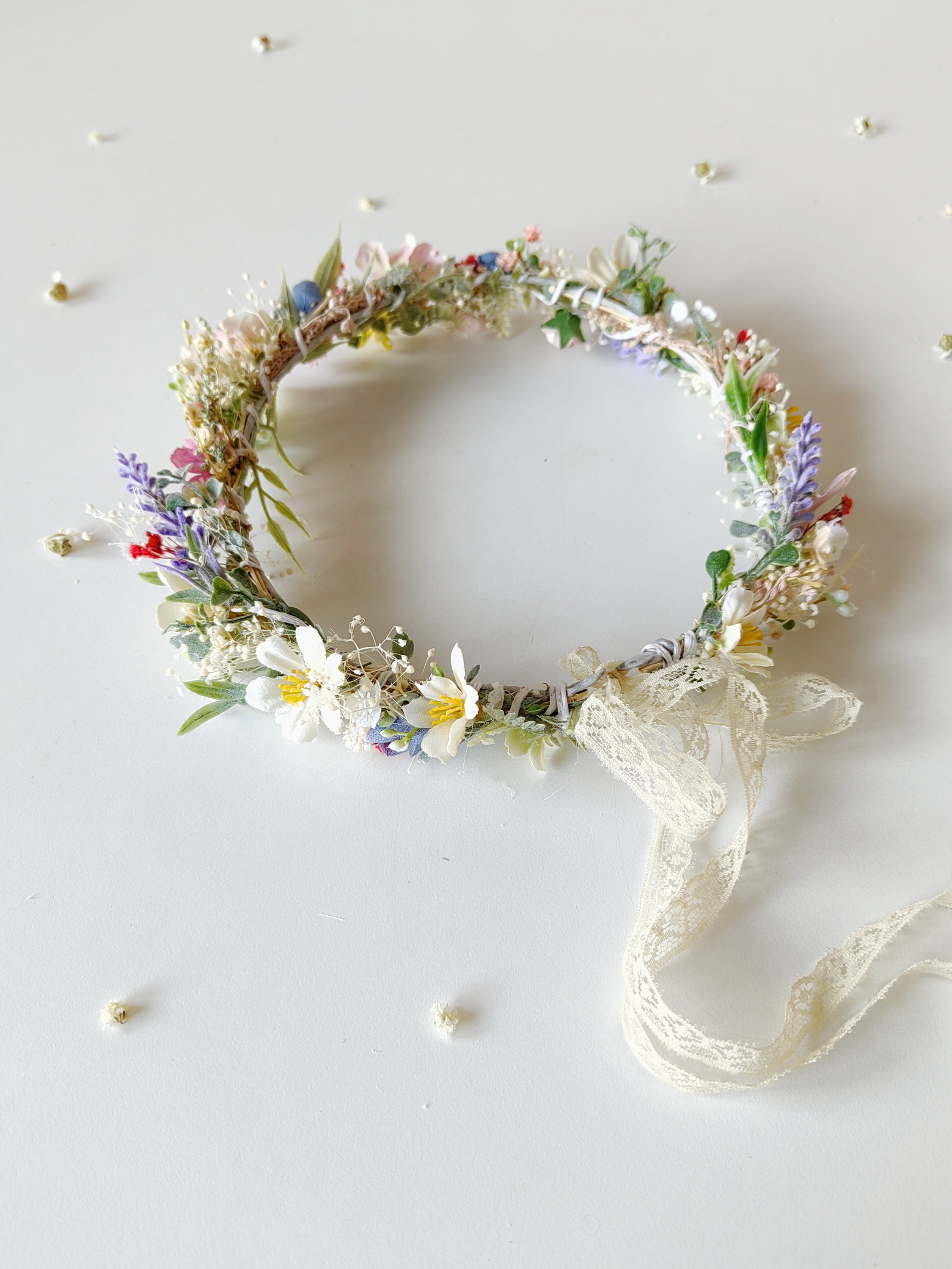 帽子 Meadow Flower crown Flower Crown - Flower Crown Wreath - Wedding Flower Crown