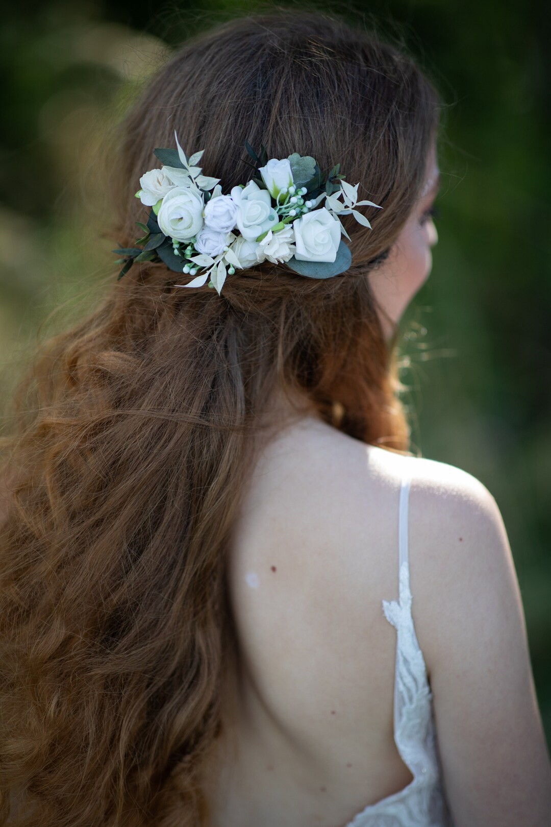 fua accessory 始まりの時 Hair comb ivory M Original Boho Dried White Ivory Real Flower Hair Comb