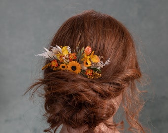 Peigne à cheveux tournesol, jaune, mariage d'été, accessoire de cheveux de mariée, peigne à cheveux fleur, fleurs d'été, tournesol