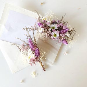 Purple flowers Pocket boutonniere Soft purple corsage Groom suit Groom&#39;s accessory Boho wedding Flower buttonhole Wedding accessories
