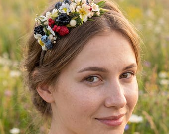 Woodland Berry Hair Headband – Blackberries, Strawberries & Blueberries