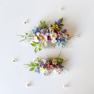 Wildflower hair comb Romantic bridal hair comb Boho wedding accessories Summer wedding Garden wedding Bridal hair comb Meadow flowers Summer image 7