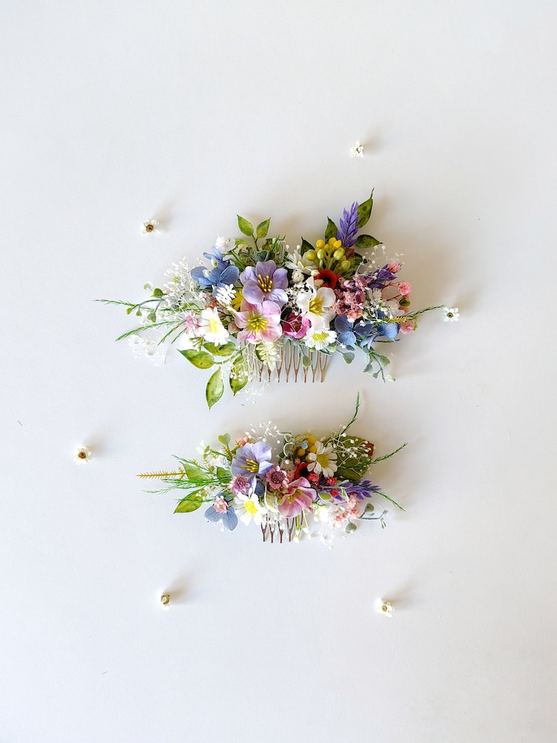 Wildflower hair comb Romantic bridal hair comb Boho wedding accessories Summer wedding Garden wedding Bridal hair comb Meadow flowers Summer image 7