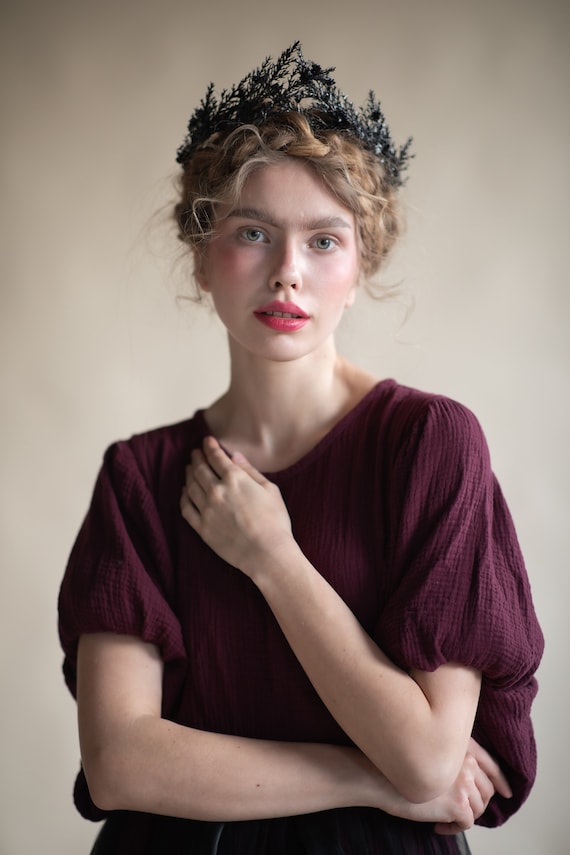 Aazon.co : OSTORY Black Fairy Flower Crown - Gothic Flower Headpiece