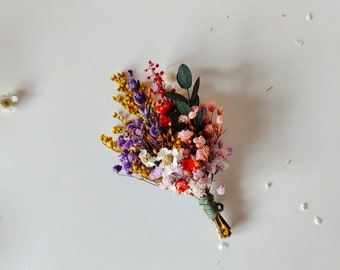 Kleurrijk weideontwerp Bruidegom als Boutonniere Bruidegomaccessoire Wilde bloemen Tuinhuwelijk Zomerhuwelijk Corsage voor bruidegom Magaela