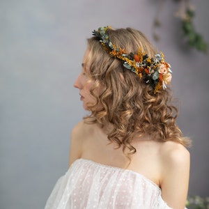 Boho wedding headpiece Bohemian flower crown Terraccota wedding Hair wreath with hair comb Summer wedding Autumn wedding Cottagecore Magaela image 6