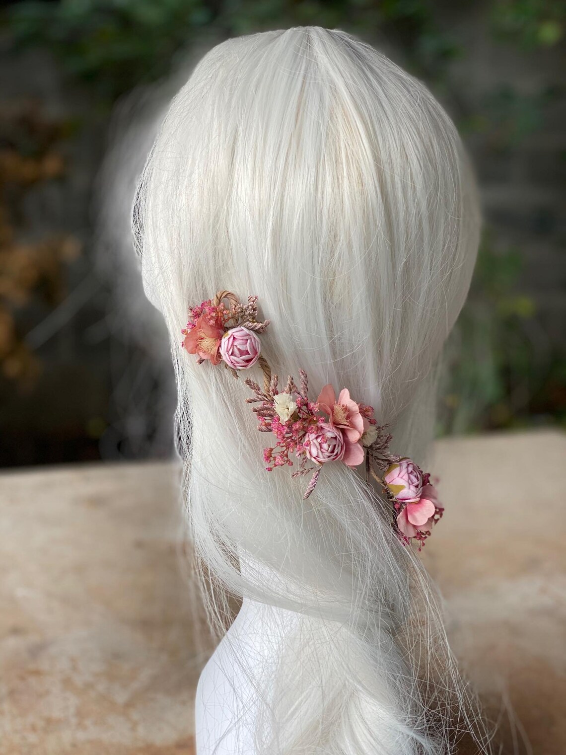 Pink flexible flower hair piece Wedding Bendable flower piece Etsy