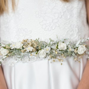 Floral wedding belt with pearls and mother of pearl - BUSIKO Jewelry Shop