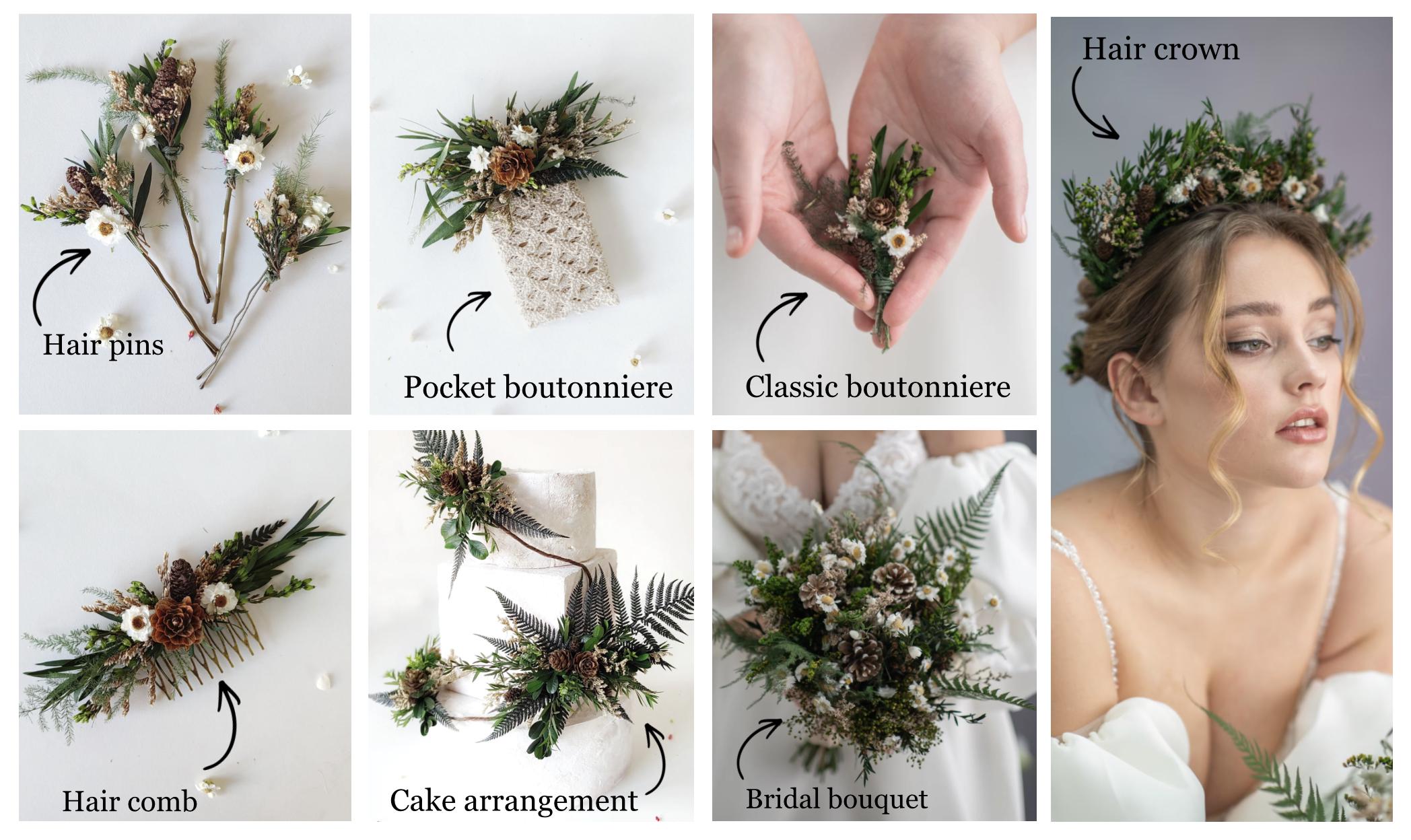 Woodland Brautstrau  konservierte Farne & Wildblumen fr Hochzeit -  Etsy.de