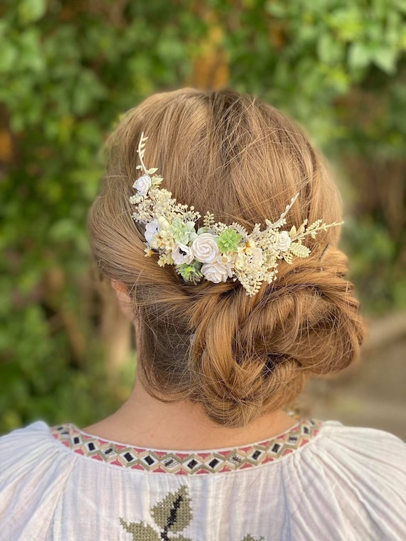 Peigne Cheveux Mariage - Fleurs Blanches - Blossom