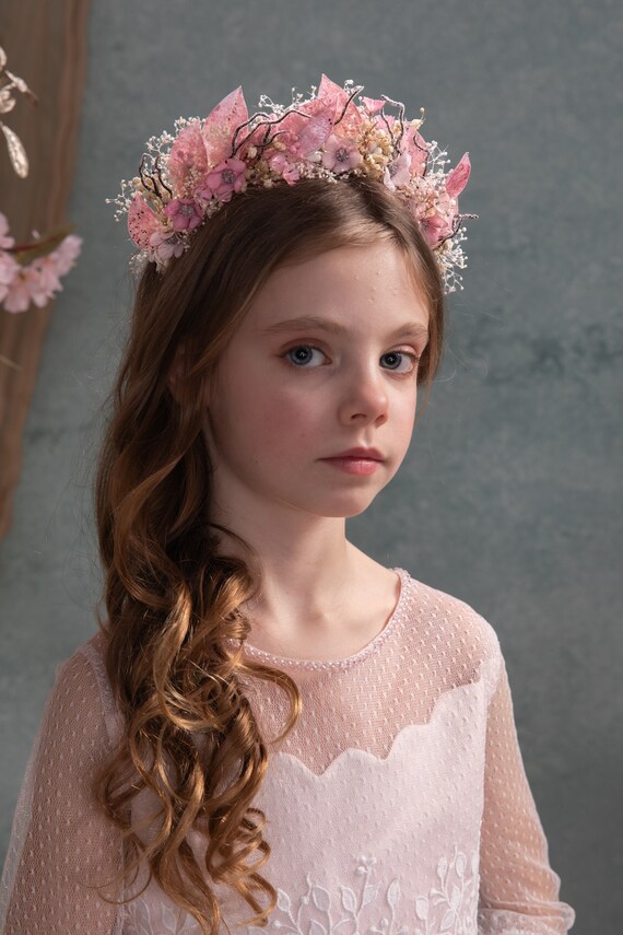 花冠　 pink baby wedding♪ 　大人♪ ピンクの花冠：聖体拝領用ヘッドバンド、ブライダルティアラ - Etsy 日本