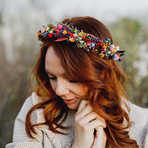 Colourful Wedding Hair Crown Bridal Meadow Headpiece Flower - Etsy Colourful Wedding Hair Crown Bridal Meadow Headpiece Flower - Etsy