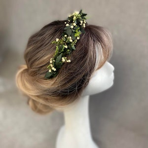 Greenery flower headband Wedding headpiece Bridal flower crown Eucalyptus wedding headband Baby's breath headband Flower girl crown Magaela image 2