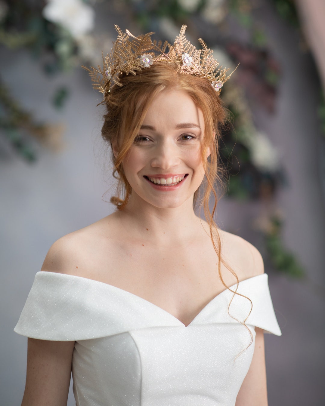 Hojas Doradas Tiara Dorada Novia Corona De Cumpleaños Mujer Corona