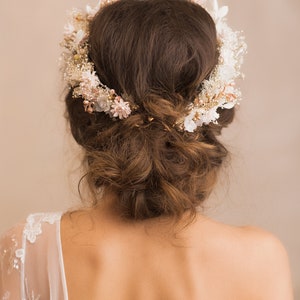 Ivory bridal wreath Boho wedding Hair tiara Pastel hair crown image 4