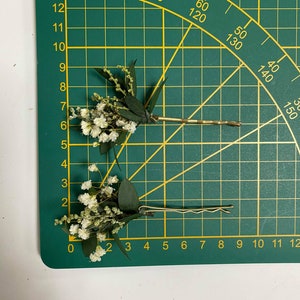 Greenery hairpins Baby's breath eucalyptus hair pins Wedding headpiece Green Bridal pins Bride to be Natural ivory hairpins Customisable image 9