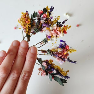 Colorful flower hairpin Romantic hairpin Meadowy design Wedding hairpins Romantic boho hairpins Wild flower hairpins Magaela Summer wedding image 6