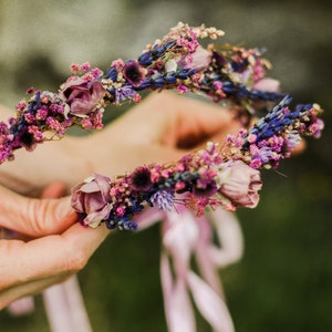 Pink and purple flower hair crowns Set of matching crowns Mummy and me Wedding accessories Children photo props flower girl headpiece image 8