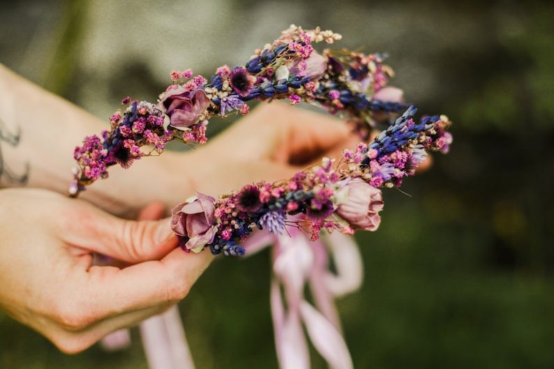 Pink and purple flower hair crowns Set of matching crowns Mummy and me Wedding accessories Children photo props flower girl headpiece image 8