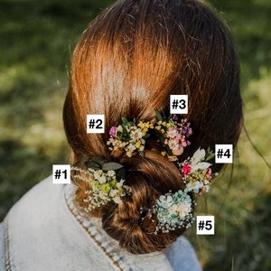 Meadow flower hairpins Natural dried flower hairpins Wedding hairstyle Bride to be Magaela Bridal hair accessories Colourful wildflowers image 2