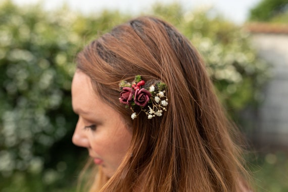 Senator Genoplive At forurene Buy Wedding Burgundy Flower Hair Clip Bridal Accessories Online in India -  Etsy