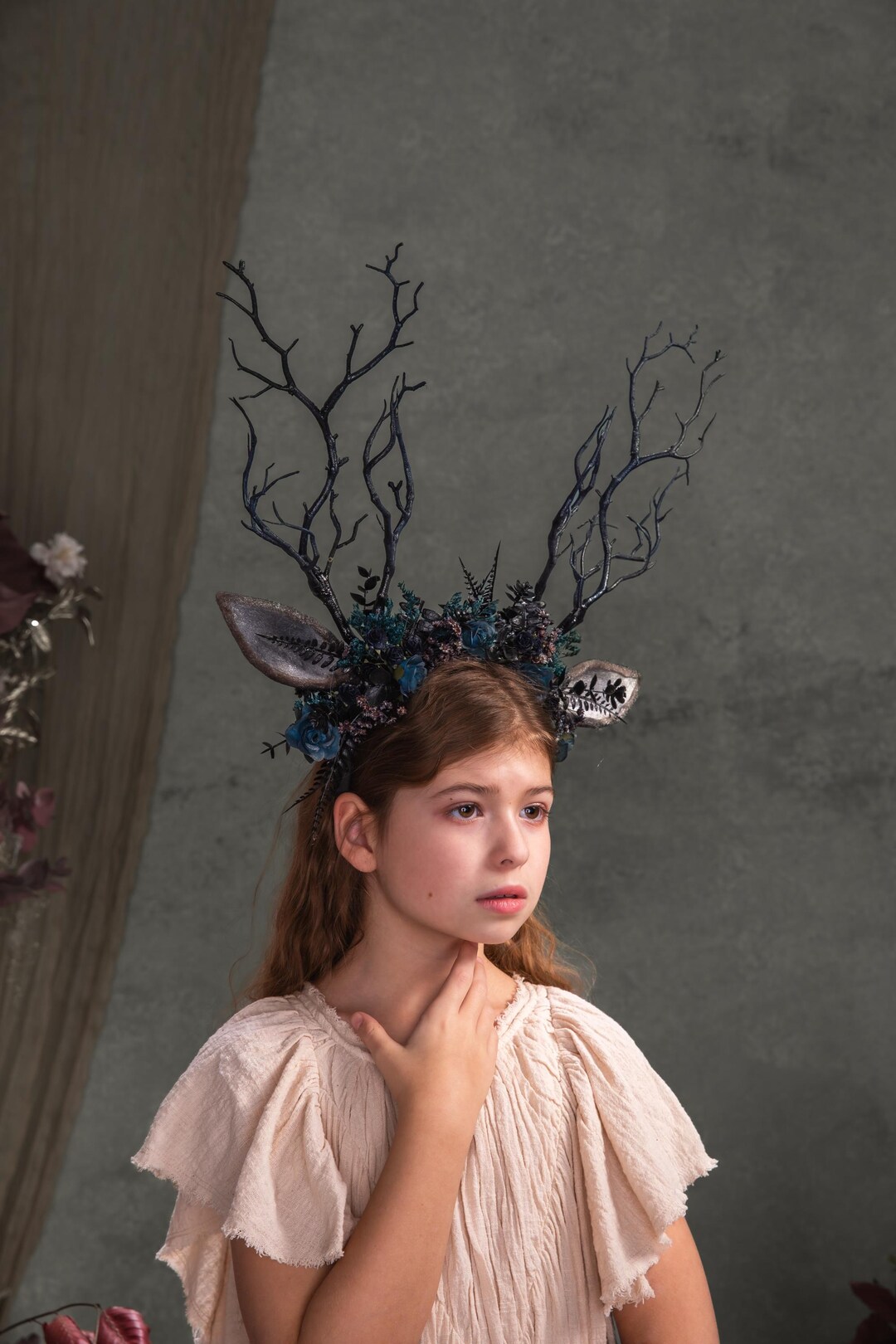 Black Antler Crown Headband: Pagan Festival Headpiece - Etsy display picture 3