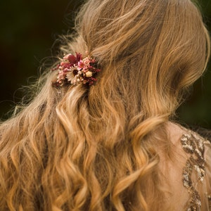 Autumn flower hair clip Burgundy Wedding hair clip Red wine Bridal hair clip Hair accessories for bride Autumn wedding hair piece Magaela image 8