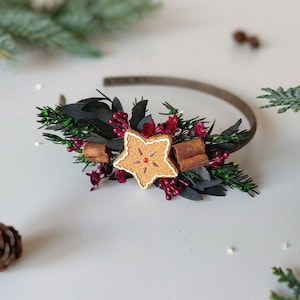 Christmas headband with gingerbread star Winter hairband  Xmas party headpiece Christmas present Magaela accessories Gift for girl Cinamon