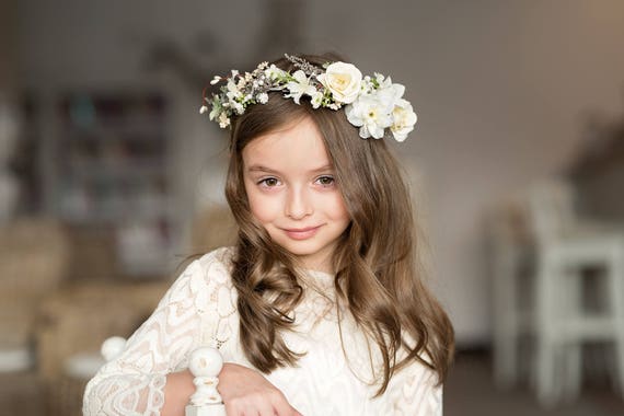 First Holy Communion Half Wreath Magaela Accessories White Etsy