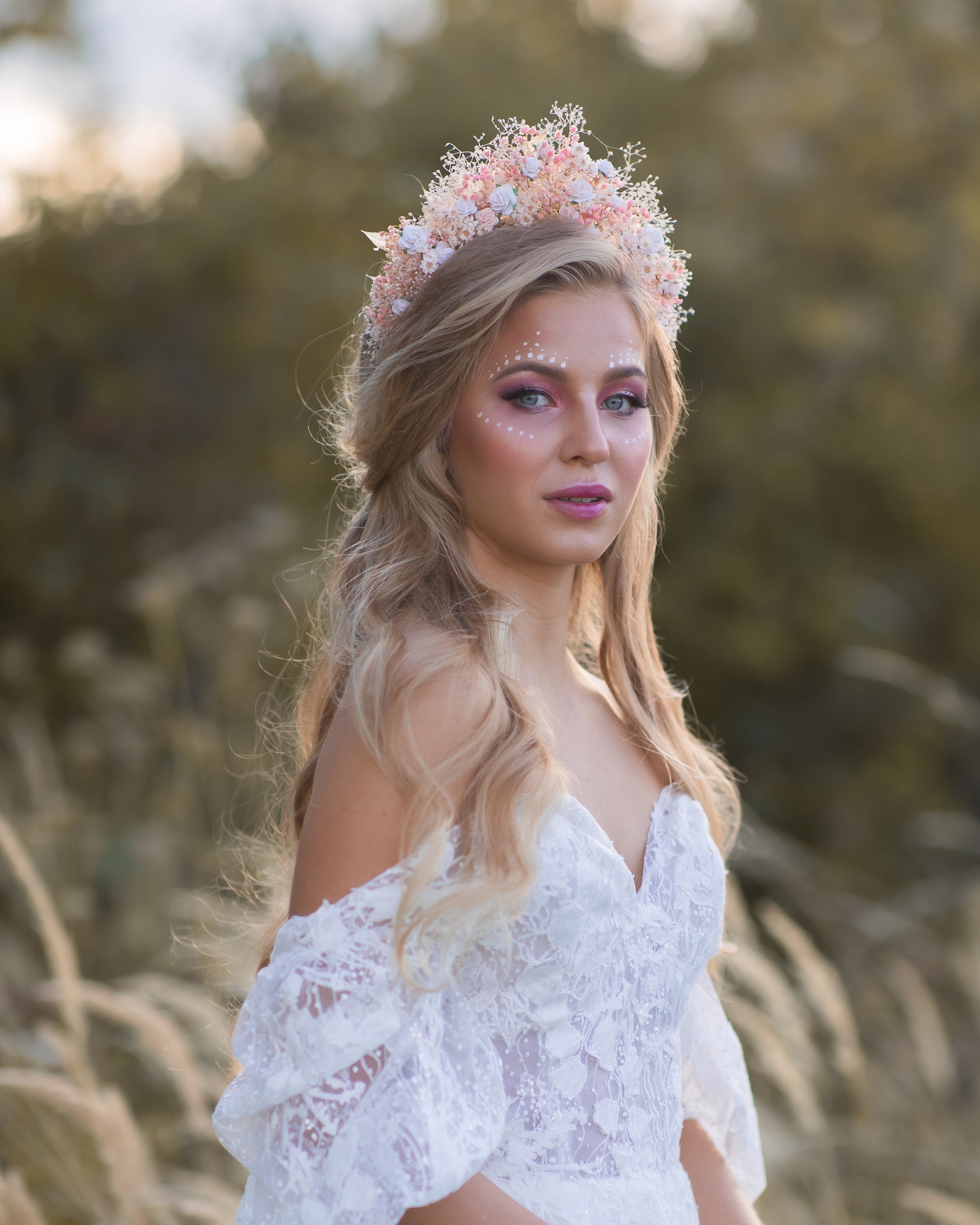 Romantic Flower Hair Crown Bridal Headband With Roses Dried Etsy India Romantic Flower Hair Crown Bridal Headband With Roses Dried Etsy India