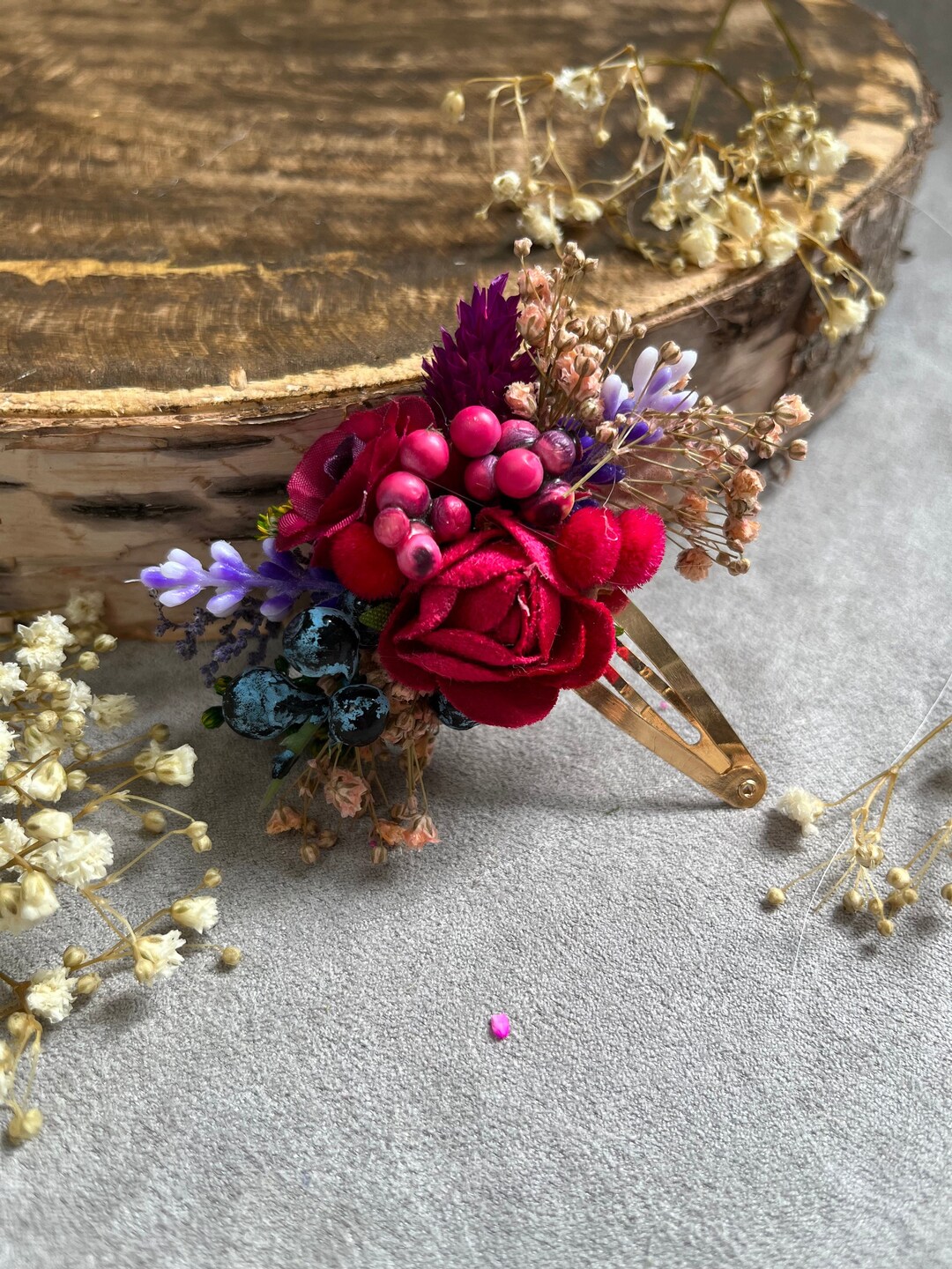 Red Flower Hair Clip Bridal Hair Clip With Red Roses Hair Accessories