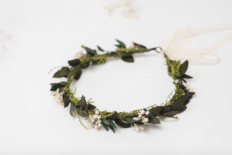 Conjunto de bodas de vegetación Corona de flores Pulsera para novia Peine de pelo de vegetación pequeña Boda de aliento de bebé 2021 novia hecha a mano Magaela Hecho a medida imagen 2