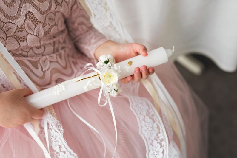 Candle Decoration For First Holy Communion Floral Decoration Etsy