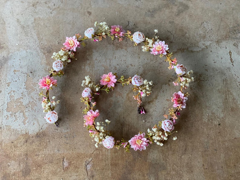 Pink Wedding Garland Blush Floral Hair Garland Wedding Etsy