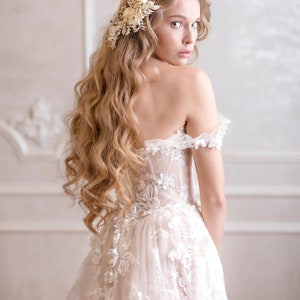 Arreglo de pelo de flores de boda de marfil con flores preservadas Tocado de boda Enredadera de pelo blanco Flores de pelo nupcial Pieza de pelo blanco imagen 6