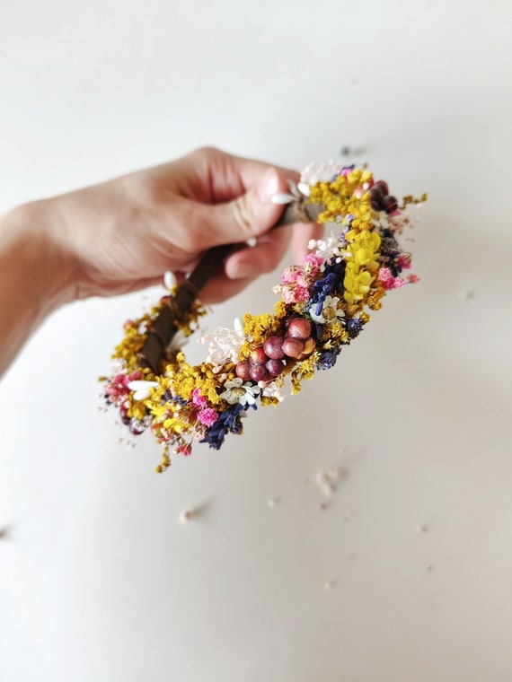 Dried Flower Bridal Headband: Natural Wedding Hair Piece - Etsy display picture 3