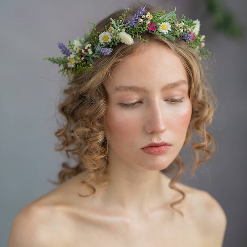【未使用】meadow flower 2-5y クラウン Lavender Daisy Flower Crown: Bridal Meadow Headpiece - Etsy