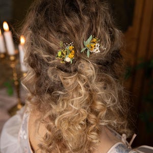 Natural flower hairpins Bridal rustic hair pins Wedding bobby pins Meadow wild flower hairpins Cottagecore Bridal hair accessory Magaela