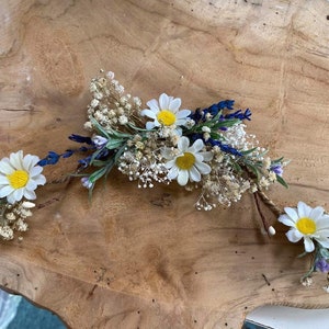 Daisy flower hair vine Lavender flower hair arrangement Bridal meadow headpiece Daisy hair flowers Magaela Wedding jewelry Wildflowers image 3