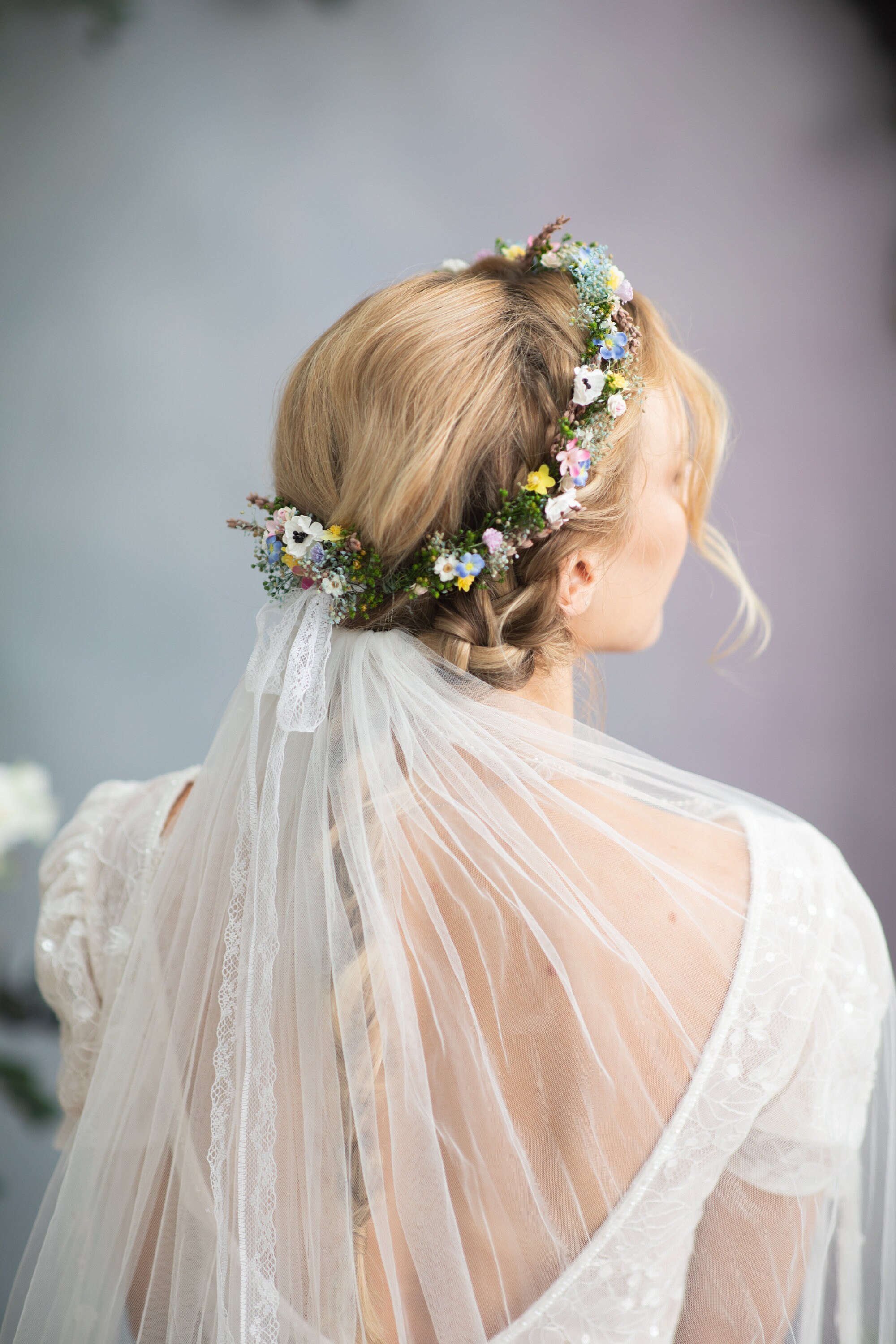 Meadow Anemone Flower Crown Wedding Wildflowers Hair Wreath